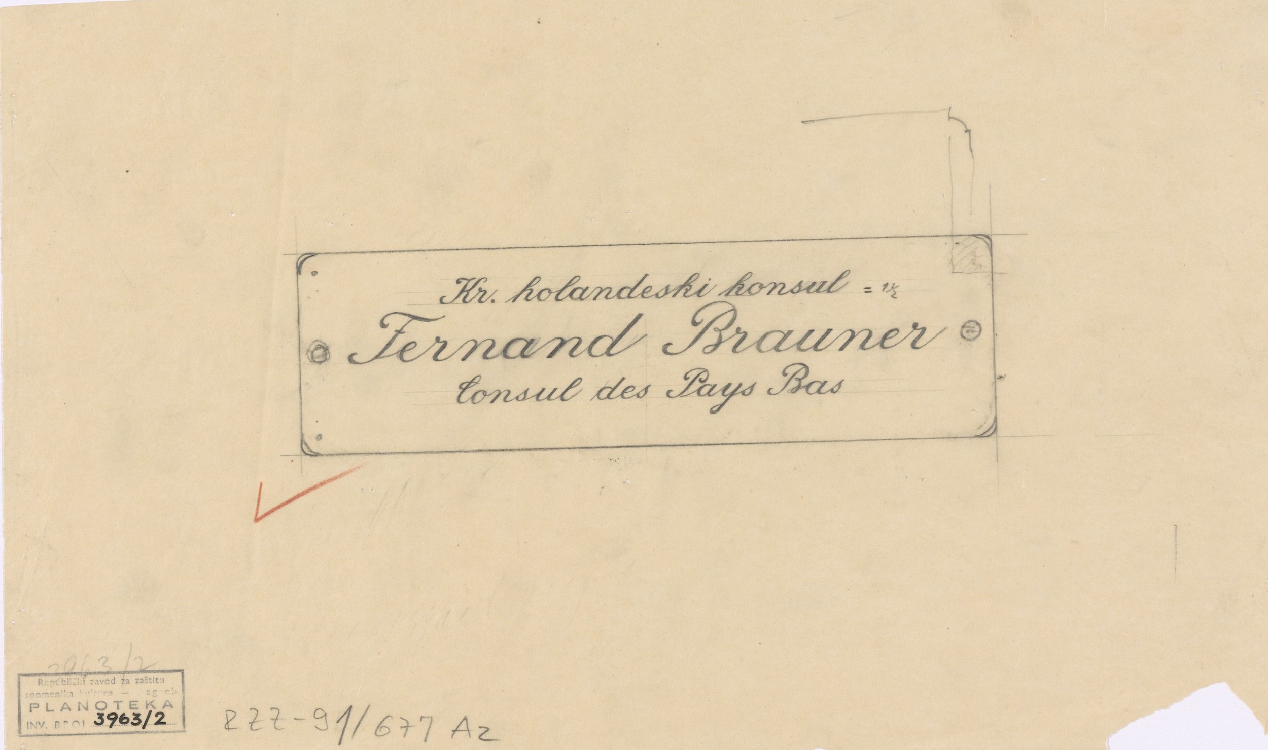 Viktor Kovačić, Natpis Ferdinand Brauner