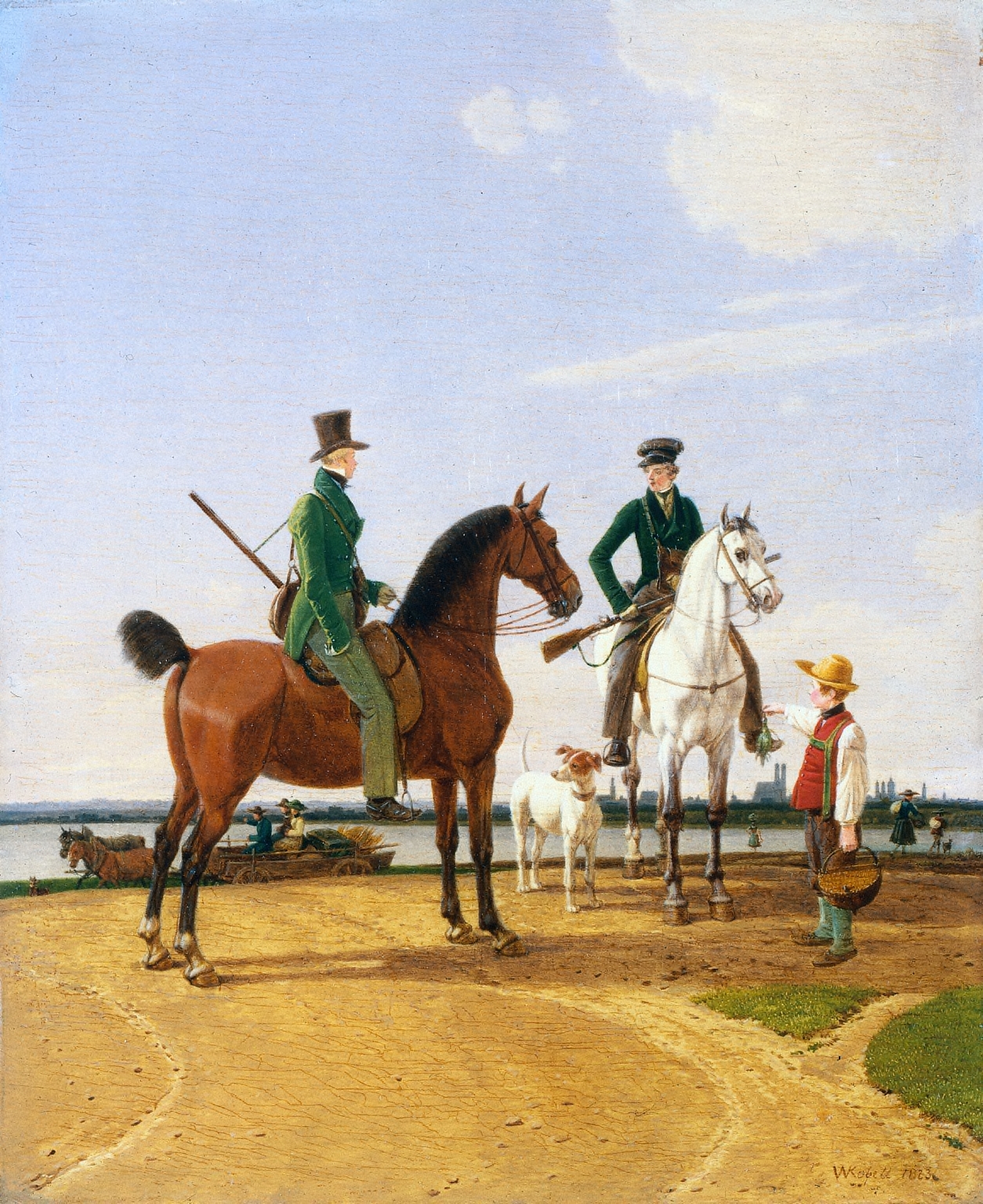 Wilhelm von Kobell, Hunter and Lord at the River Isar with View of Munich