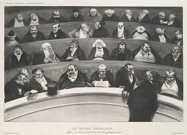 Honoré Daumier, Le ventre législatif:  Aspect des bancs ministériels de la chambre improstituée de 1834