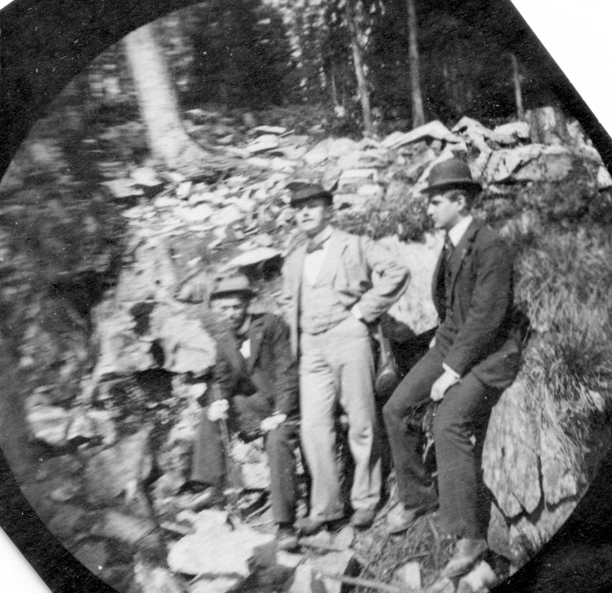 Fredrik Carl Mülertz Størmer, Prof. Carda, Wien, Carl Størmer, Edgar Odell Lavett, Houston, Texas, i skogen ved Båntjern, Frognerseterskogen, Oslo..