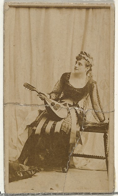 W. Duke, Sons & Co., [Actress holding mandolin], from the Actors and Actresses series (N145-8) issued by Duke Sons & Co. to promote Duke Cigarettes