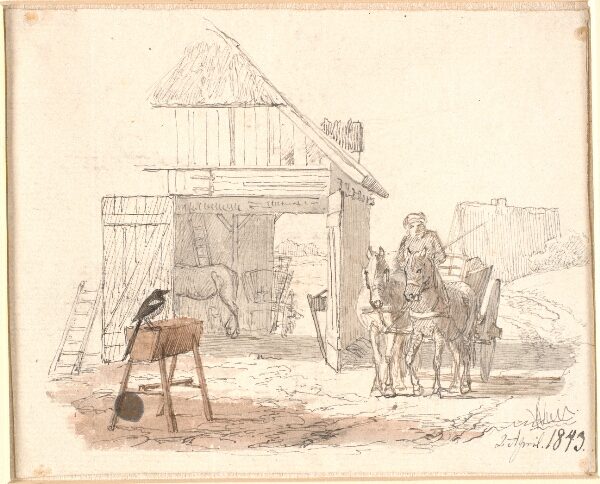 Johan Thomas Lundbye, Skaden. Illustration til Kaalunds "Fabler for Børn". Se kommentar fra arkkatalog.