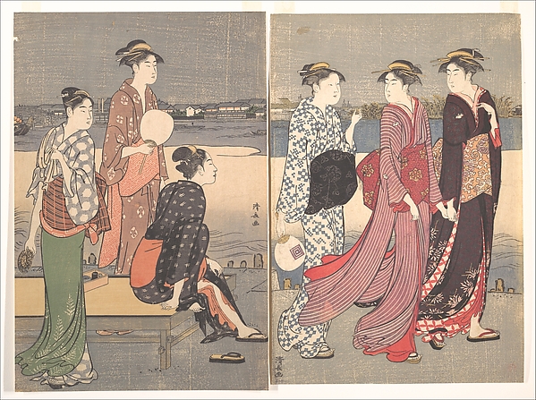 Torii Kiyonaga, Enjoying the Evening Cool on the Banks of the Sumida River