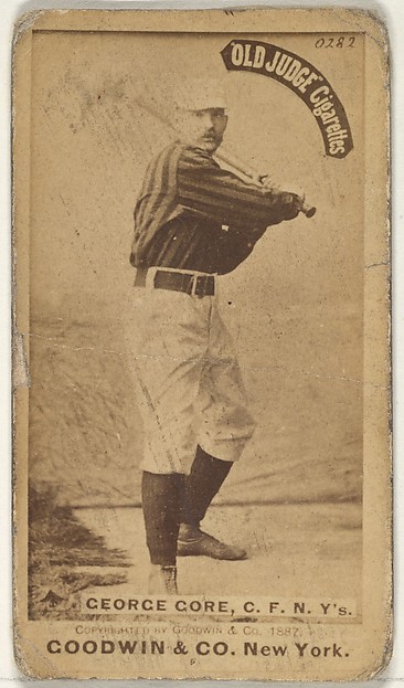 Goodwin & Company, George F. "Piano Legs" Gore, Center Field, New York, from the Old Judge series (N172) for Old Judge Cigarettes