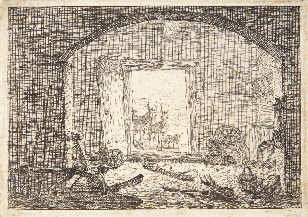 Pieter van Laer, To muldyr i indgangen til en stald