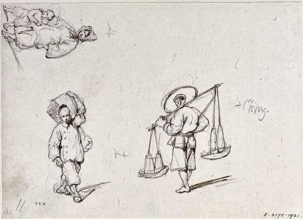 George Chinnery, Three studies of Chinese figures, Macau