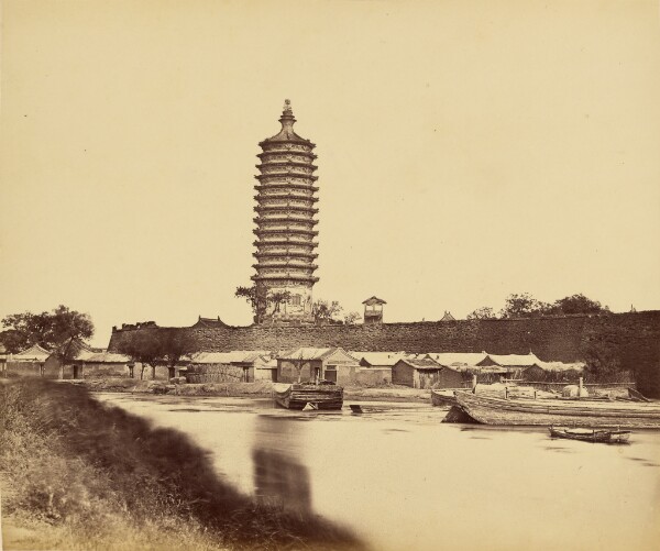 Felice Beato, [Wall and Pagoda of Tongchow --- Canal (Grand) Between the Priho and Peking]
