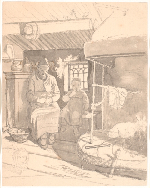 Wilhelm Marstrand, Svensk bondestue med gammel kone og barn