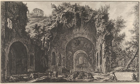 Giovanni Battista Piranesi, View of the fountainhead and the Grotto of Egiria outside the Porta Capena, from "Vedute di Roma"