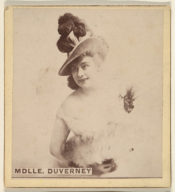 Kinney Brothers Tobacco Company, Mdlle. Duverney, from the Actresses series (N246), Type 2, issued by Kinney Brothers to promote Sporting Extra Cigarettes