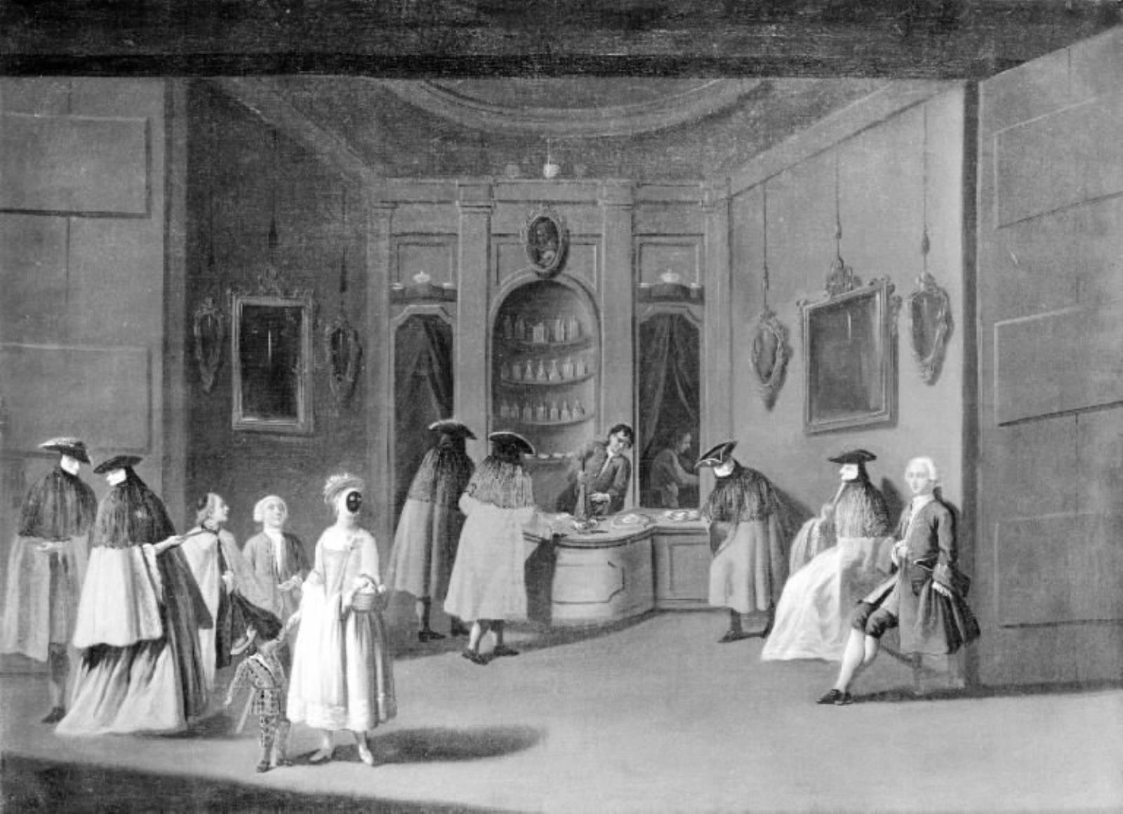 Pietro Longhi, Maskerede og umaskerede personer hos konditor