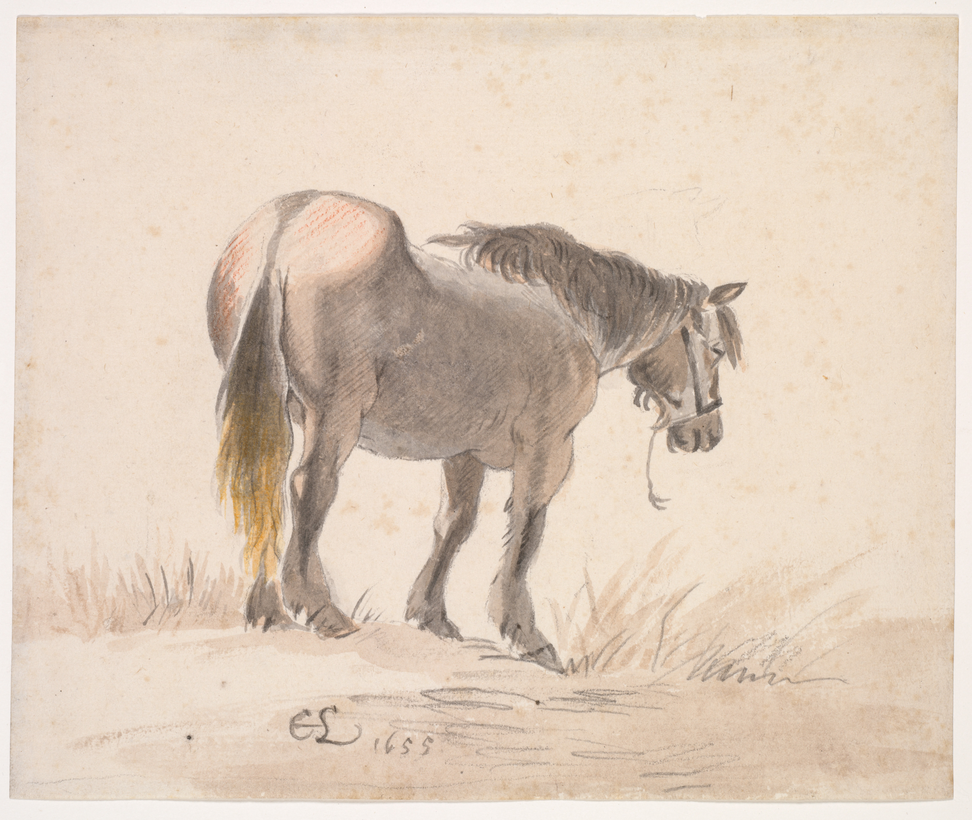 Cornelis Saftleven, Horse Standing on a Mound