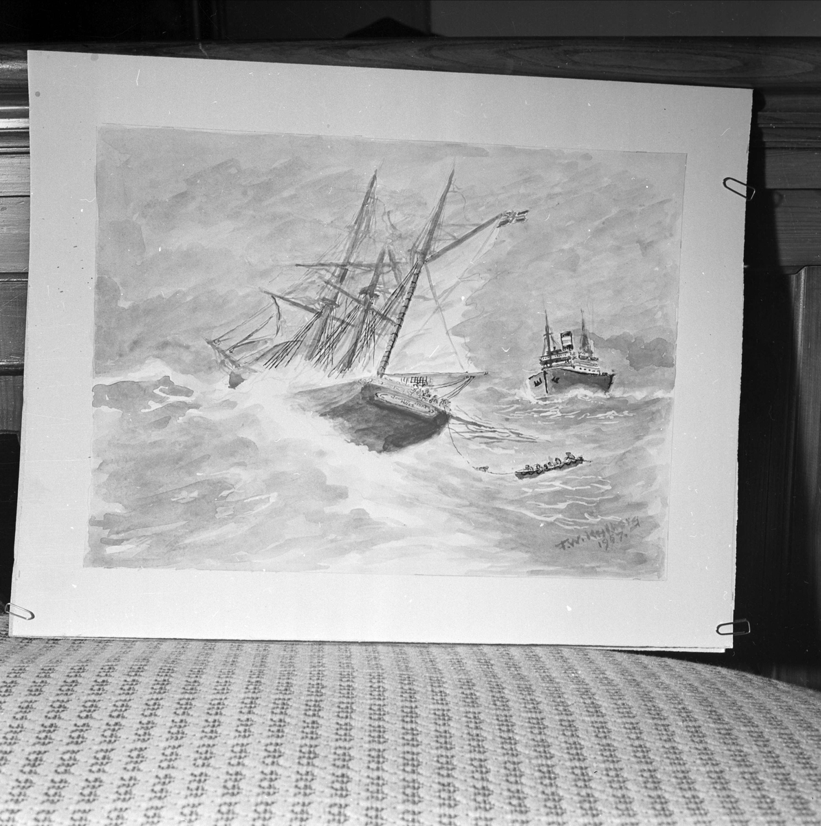 Uppsala-Bild, Painting by F. W. Kylberg, probable Vattholma, Uppland, January 1957