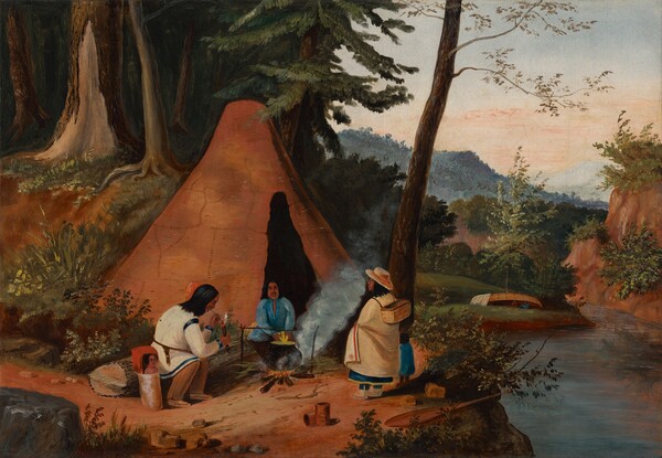 American 19th Century, Indians Cooking Maize