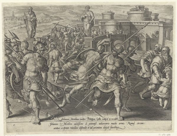 Galle, Philippe, (1537-1612), (printmaker), The history of the Medici: Giovanni de' Medici besieged in Rome