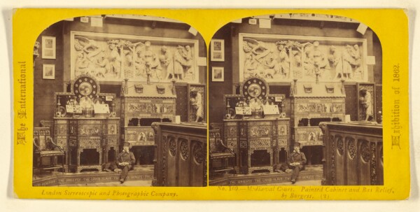 London Stereoscopic and Photographic Company, Mediaeval Court. Painted Cabinet and Bas Relief, by Burgess.