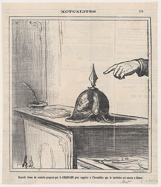 Honoré Daumier, The Charivari is proposing a new kind of bell which should remind the Assembly that some of the territories still need to be liberated, from 'News of the day,' published in "Le Charivari"