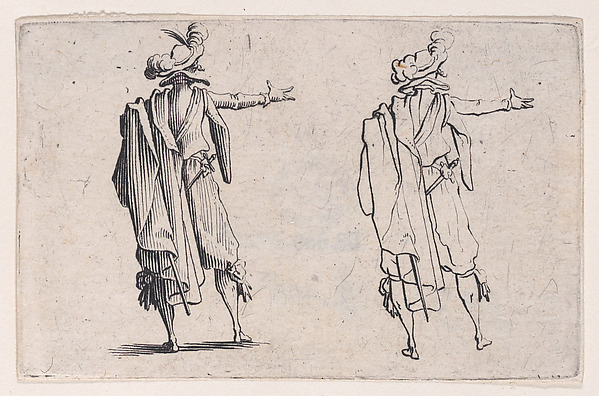 Jacques Callot, L'Homme Vu de Dos, La Main Droite Tendue (Man Viewed from Behind, Right Hand Extended), from Les Caprices Series B, The Nancy Set