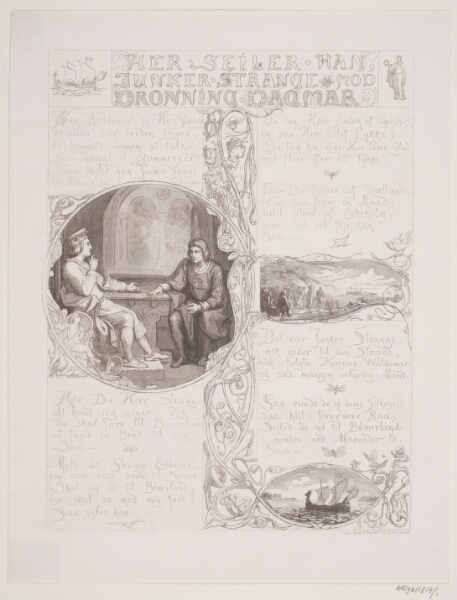 Lorenz Frølich, Illustration nr. 1 til "Visen om Dronning Dagmars ankomst til Danmark"