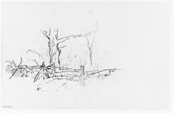 Henry Ward Ranger, Trees behind a Fence (from Sketchbook)