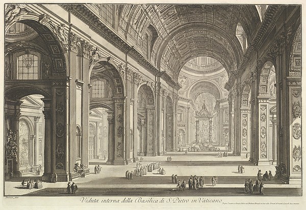 Giovanni Battista Piranesi, Interior view of St. Peter's Basilica in the Vatican, from "Vedute di Roma" (Roman Views)