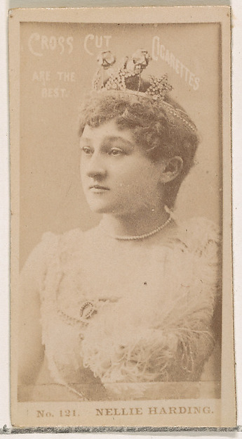 W. Duke, Sons & Co., Card Number 121, Nellie Harding, from the Actors and Actresses series (N145-2) issued by Duke Sons & Co. to promote Cross Cut Cigarettes