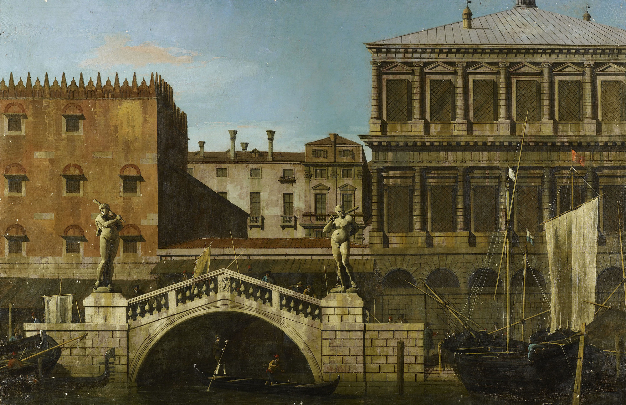 Canaletto, Venice: Capriccio of the Zecca and Granaries with the Ponte della Pescaria