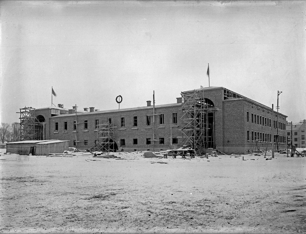Paul Sandberg, Vaksala School during construction, Vaksala Square, Fålhagen, Uppsala 1925 - 1927