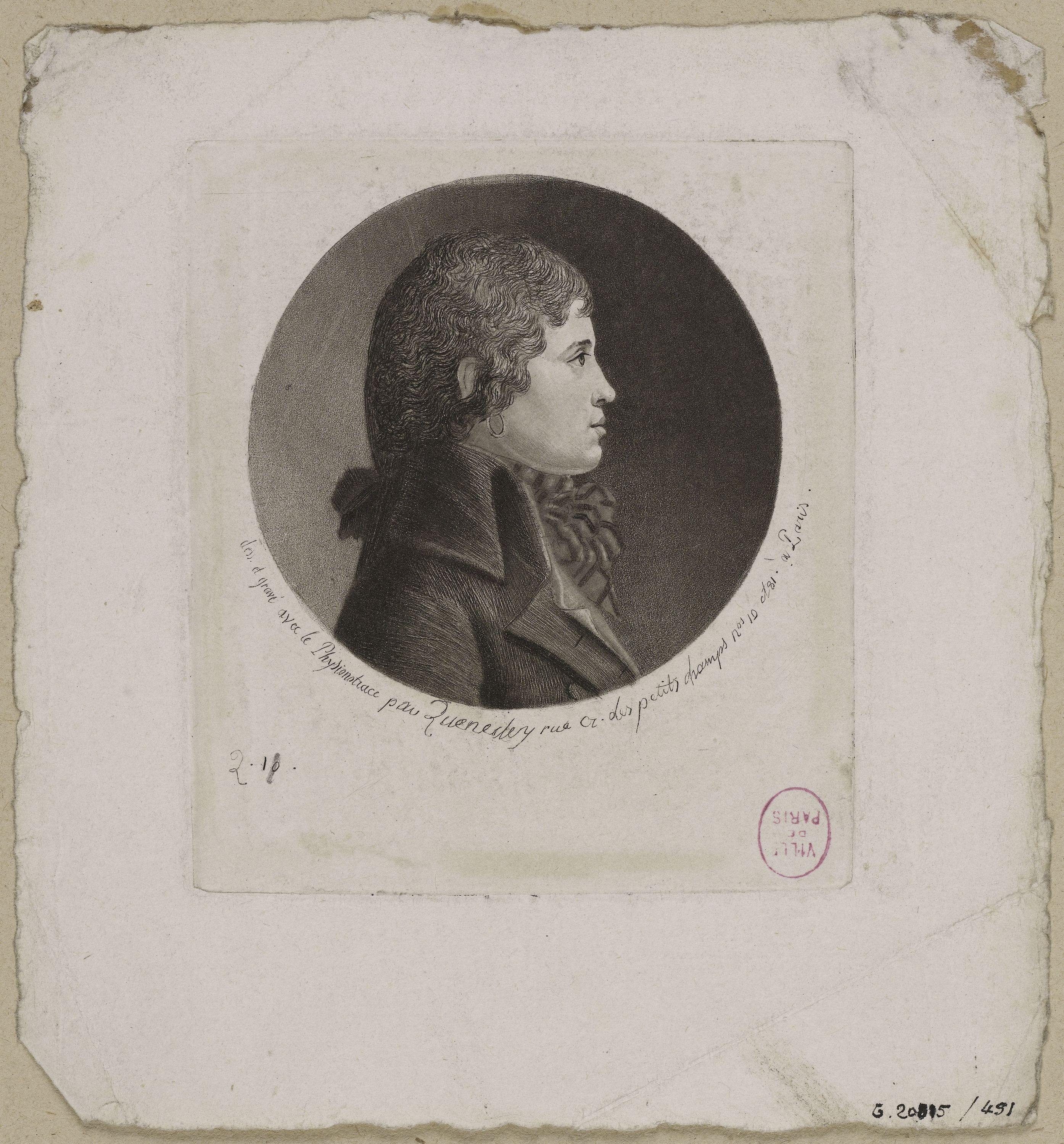 Edmé Quenedey, Portrait d'un homme, fin XVIIIème siècle/début XIXème siècle