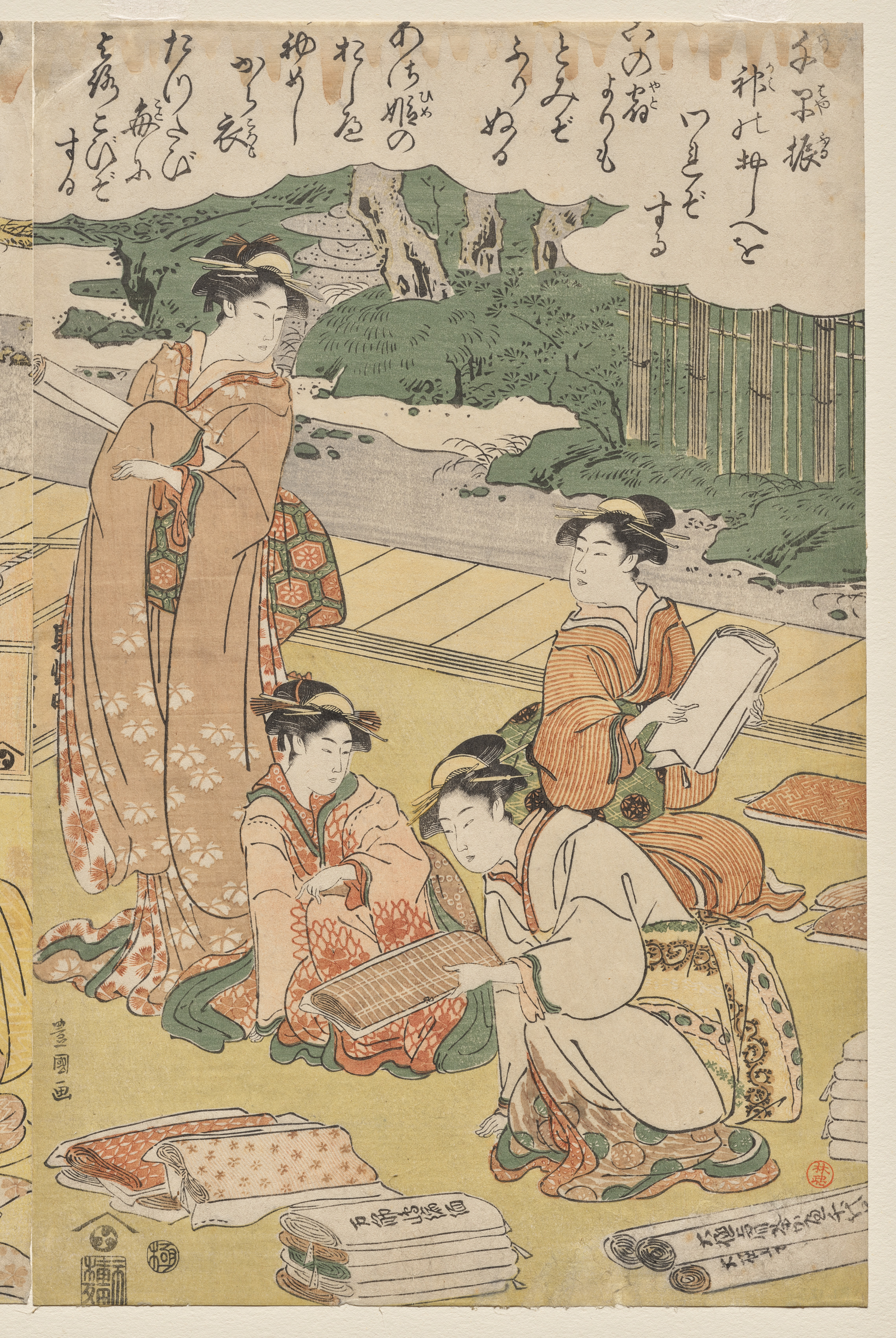 Utagawa Toyokuni, Women Making Clothing