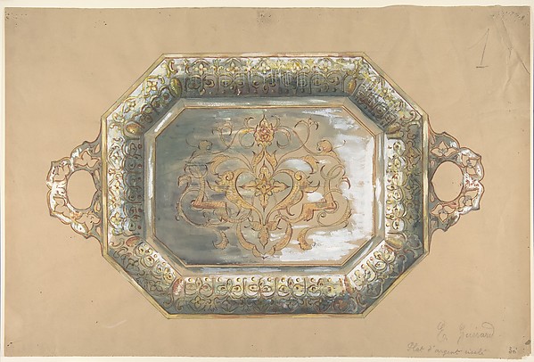 Anonymous, French, 19th century, Design for an Embossed Silver Platter