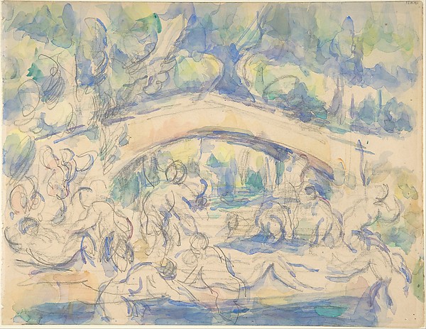 Paul Cézanne, Bathers Under a Bridge (recto); Study after Houdon's Ecorché (verso)