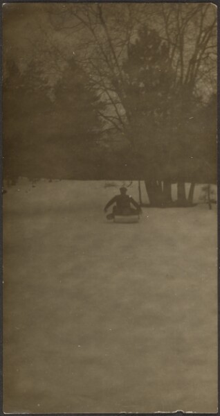Louis Fleckenstein, [Figure on Sled in Snow]