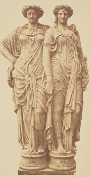 Édouard Baldus, [Caryatids by Elias Robert, Decoration of the Louvre, Paris]
