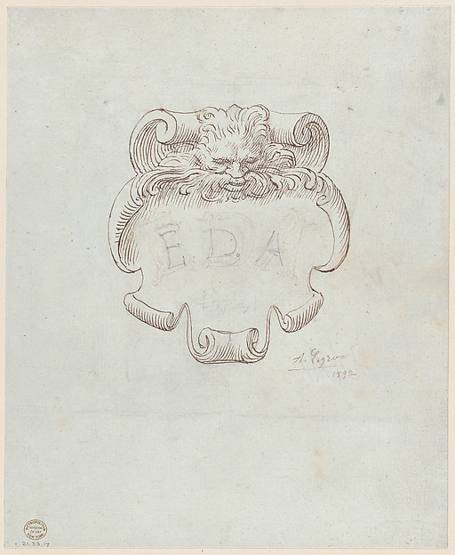 Alphonse Legros, Sketch for a Nameplate for Edward D. Adams