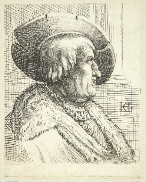 Hendrick Goltzius, Fantasiportræt af gammel mand med hat i profil