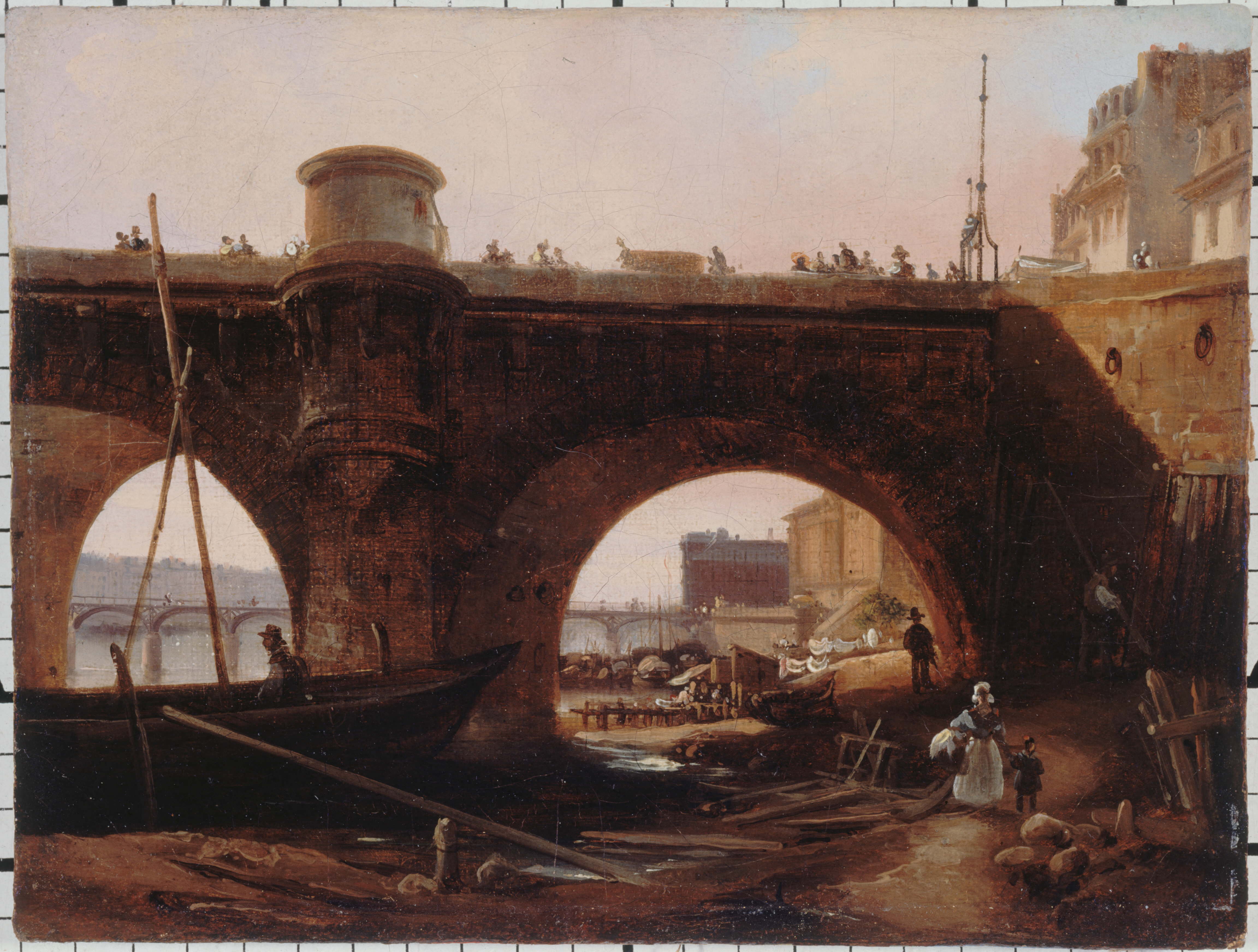 Anonyme, Le Pont-Neuf, vu de la berge de la rive droite, vers 1830