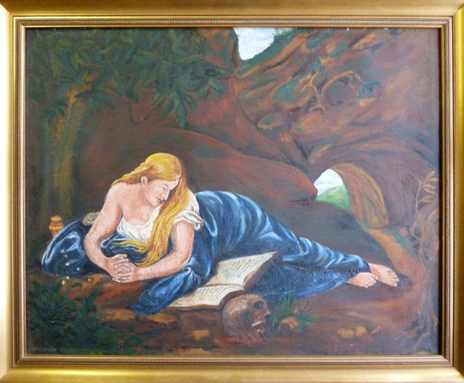 Unknown artist, Lesende Dame im Freien