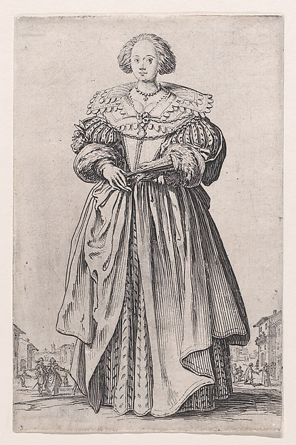 Jacques Callot, La Dame a l'Eventail (The Lady with a Fan), from "La Noblesse" (The Nobility)