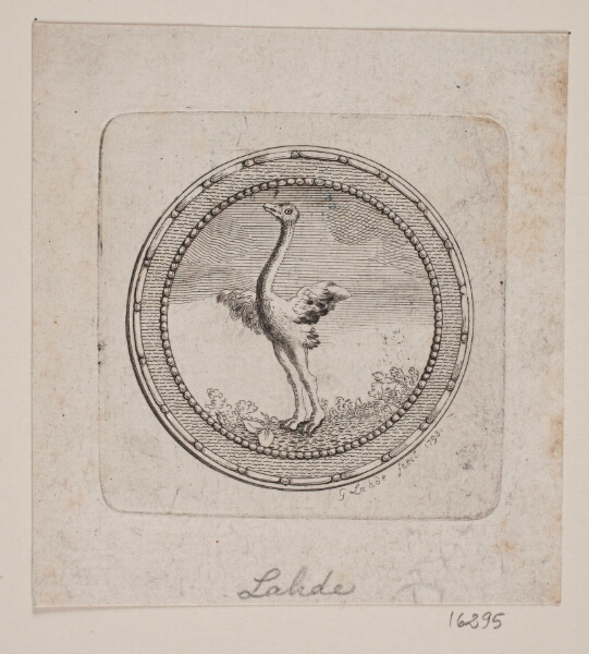 Gerhard Ludvig Lahde, Oval vignet med struds