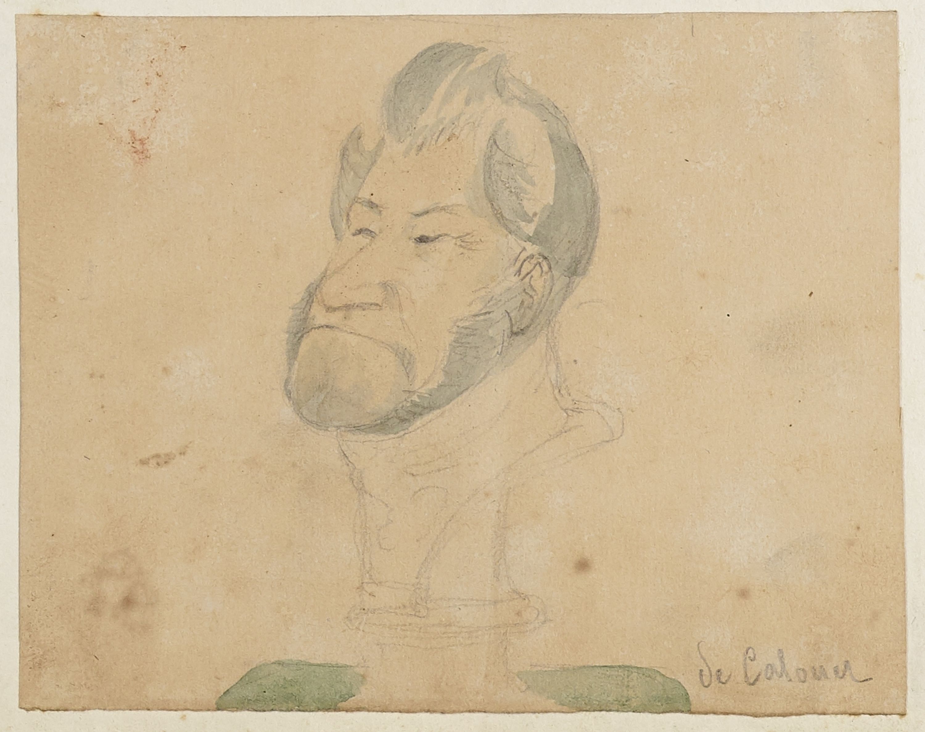 Anonyme, Portrait-charge d’un homme de trois-quarts (De Caloner ?)