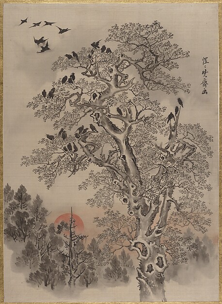 Kawanabe Kyōsai 河鍋暁斎, Flock of Crows at Dawn