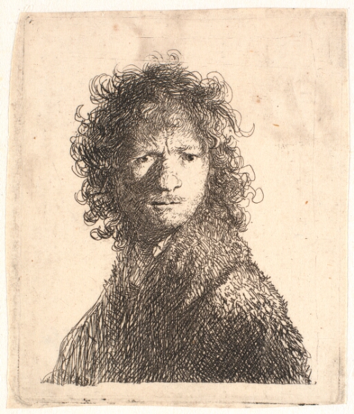Rembrandt van Rijn, Selvportræt, barhovedet. Lille plade