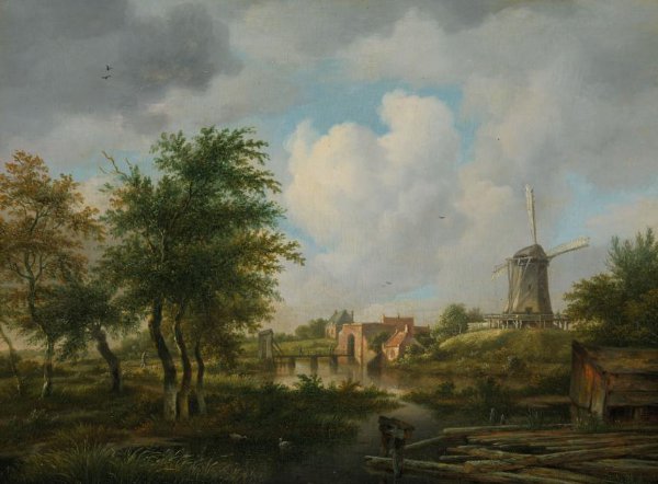Jan Hulswit, De vervallen wal te Amsterdam met de Weteringpoort, gezien over de Buitensingel