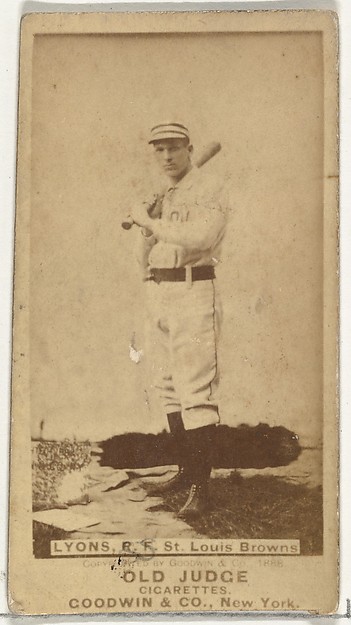 Goodwin & Company, Harry Lyons, Right Field, St. Louis Browns, from the Old Judge series (N172) for Old Judge Cigarettes