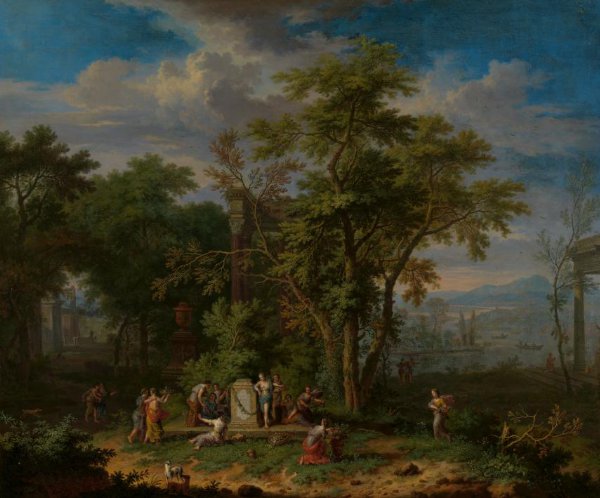 Jan van Huysum, Arcadian Landscape with a Ceremonial Sacrifice