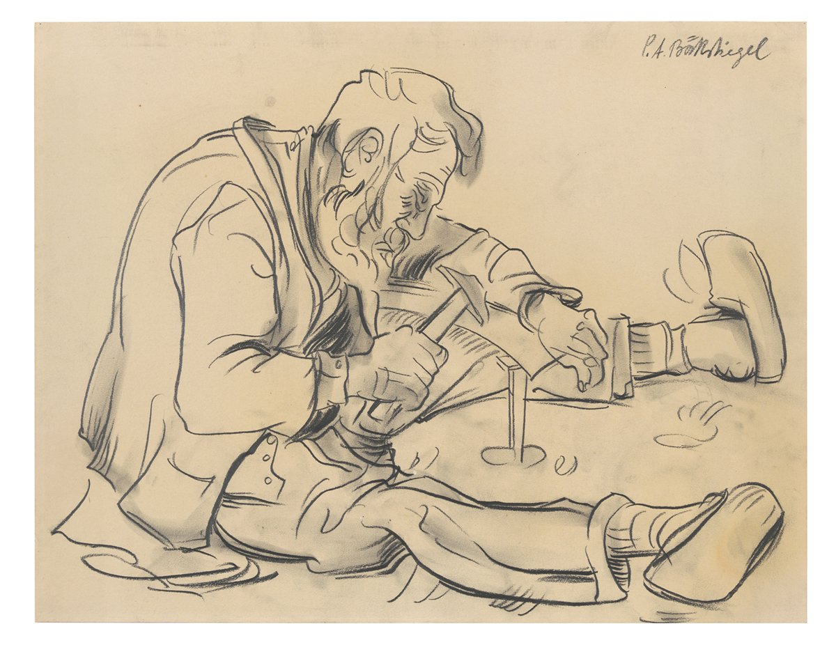 Unknown artist, Bauer beim Sensedengeln
