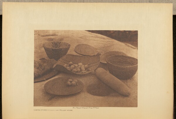 Edward S. Curtis, Yokuts Kitchen Utensils and Milling-stone