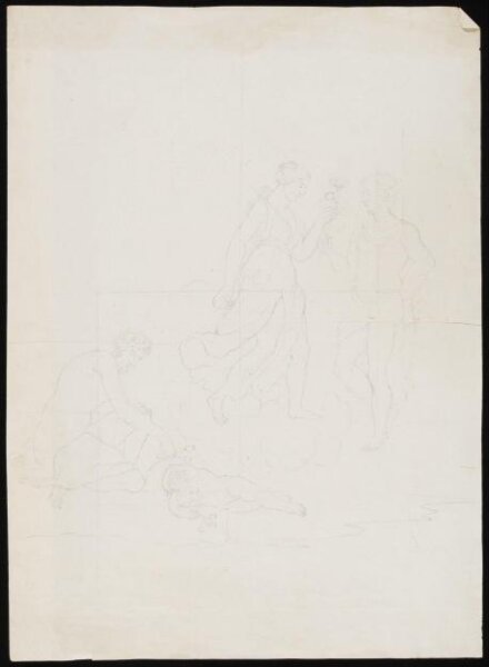 Unknown, Drowned boy, clutching severed head, and three figures