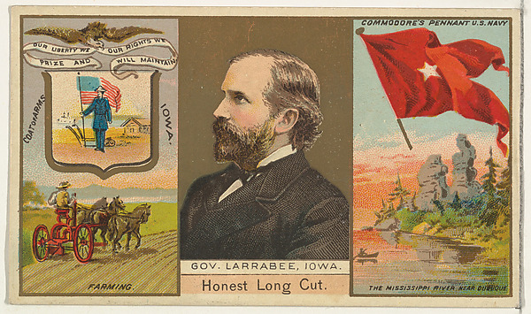W. Duke, Sons & Co., Governor Larrabee, Iowa, from "Governors, Arms, Etc." series (N133-1), issued by Duke Sons & Co.